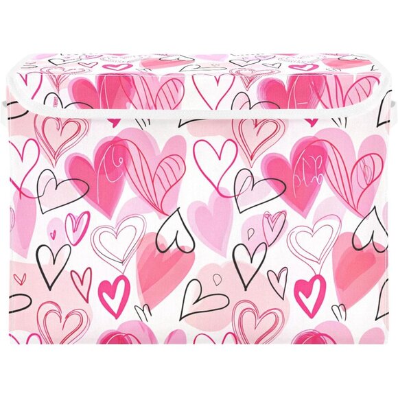 Valentine's Day Storage Bins with Lids and Carrying HandleFoldable Storage Boxe